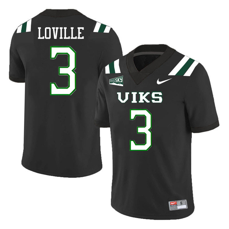 Portland State Vikings #3 Terence Loville College Footbaall Jerseys,Uniforms Stitched-Black